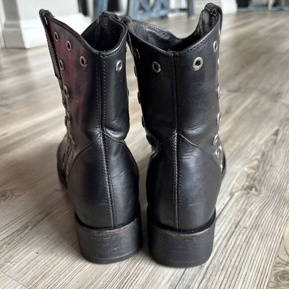 Frye Womens Diana Grommet Short Boot Black Leather Size 8.5 M - Picture 8 of 16